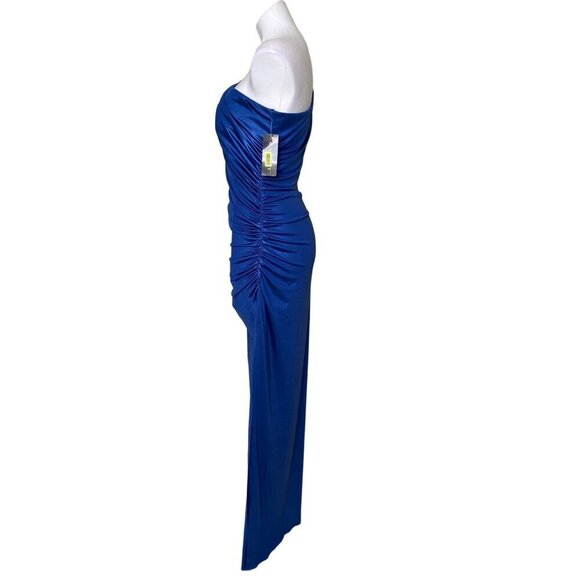 Cachet NWT One-Shoulder Beaded Formal Maxi Dress, Blue Women's Size 10 - Picture 7 of 11